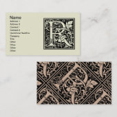 Carte De Visite Lettre R Monogramme médiéval Art Nouveau (Devant / Derrière)