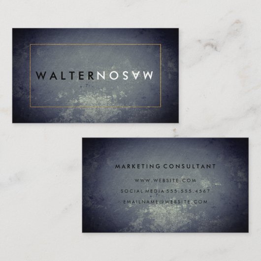 Carte De Visite Lettre Retourner rustique avec bordure (Devant / Derrière)