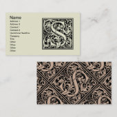 Carte De Visite Lettre S Monogramme médiéval Art Nouveau (Devant / Derrière)