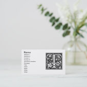 Carte De Visite Lettre T Monogramme médiéval Art Nouveau (Debout devant)