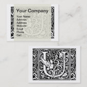 Carte De Visite Lettre U Monogramme médiéval Art Nouveau (Devant / Derrière)