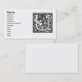 Carte De Visite Lettre U Monogramme médiéval Art Nouveau (Devant / Derrière)