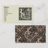 Carte De Visite Lettre U Monogramme médiéval Art Nouveau (Devant / Derrière)
