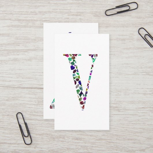 Carte De Visite Lettre V Monogramme (Devant/Arrière en situation)