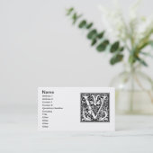 Carte De Visite Lettre V Monogramme médiéval Art Nouveau (Debout devant)