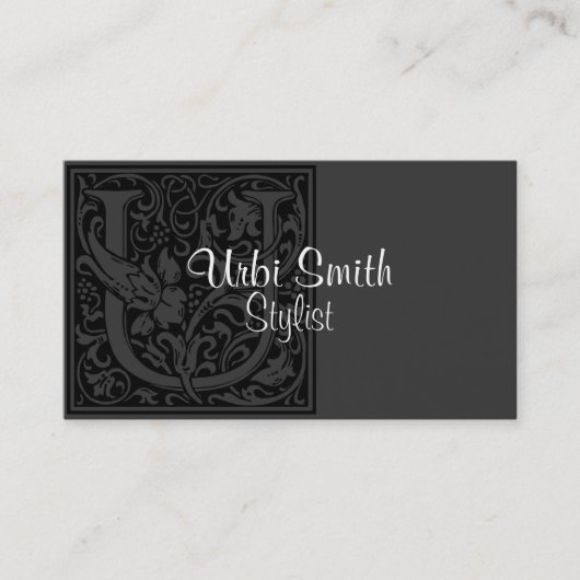 Carte De Visite Lettre vintage "U" (Devant)