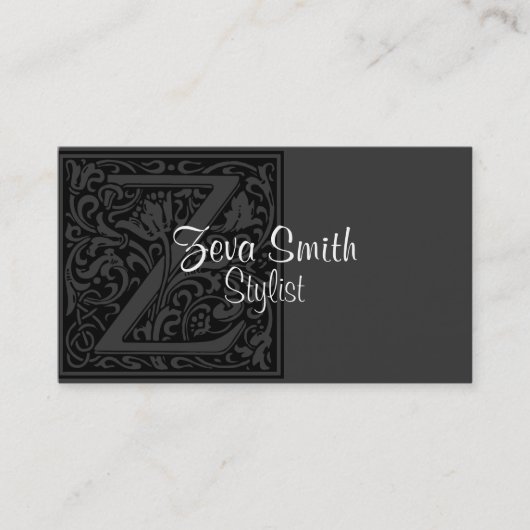 Carte De Visite Lettre vintage "Z" (Devant)