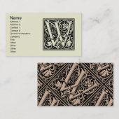 Carte De Visite Lettre W Monogramme médiéval Art Nouveau (Devant / Derrière)
