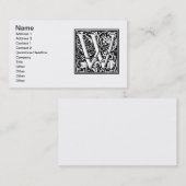 Carte De Visite Lettre W Monogramme médiéval Art Nouveau (Devant / Derrière)