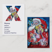 CARTE DE VISITE LETTRE X DE NOËL / PÈRE NOËL AVEC MONOGRAM DE VIOL (Devant / Derrière)
