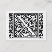 Carte De Visite Lettre X Monogramme médiéval Art Nouveau (Dos)
