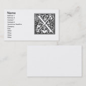 Carte De Visite Lettre X Monogramme médiéval Art Nouveau (Devant / Derrière)