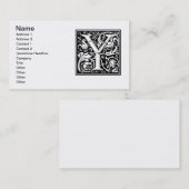 Carte De Visite Lettre Y Monogramme médiéval Art Nouveau (Devant / Derrière)