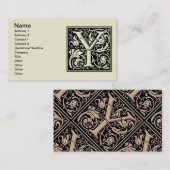 Carte De Visite Lettre Y Monogramme médiéval Art Nouveau (Devant / Derrière)