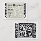 Carte De Visite Lettre Y Monogramme médiéval Art Nouveau (Devant / Derrière)