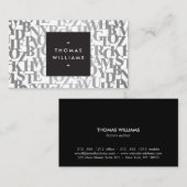 Carte De Visite Lettres Abstraites Argent II Auteurs, Écrivains (Devant / Derrière)