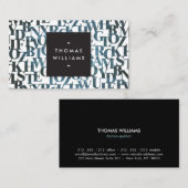 Carte De Visite Lettres Abstraites en bois bleu Auteurs, écrivains (Devant / Derrière)