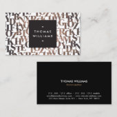 Carte De Visite Lettres Abstraites en bois Brown Auteurs, écrivain (Devant / Derrière)