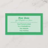 Carte De Visite Lettres anciennes vertes simplement élégantes (Dos)