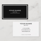 Carte De Visite Lettres blanches avant et arrière noires modernes (Devant / Derrière)