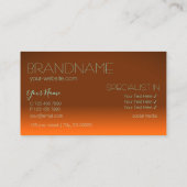 Carte De Visite Lettres classiques orange et Turquoise miroir chic (Dos)