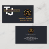 Carte De Visite Lettres Monogrammes Blanches simples Chauffeur Or (Devant / Derrière)