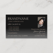 Carte De Visite Lettres Rose doré noir miroir avec photo (Dos)