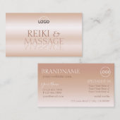 Carte De Visite Lettres Rose or miroir avec logo moderne (Devant / Derrière)