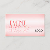 Carte De Visite Lettres Rose rose élégant miroir avec logo (Devant)