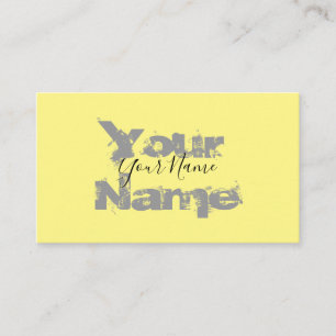 Carte De Visite Lettres simplement élégantes jaunes et gris dispar