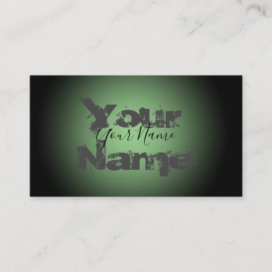 Carte De Visite Lettres simplement grunge vert et noir disparu (Devant)