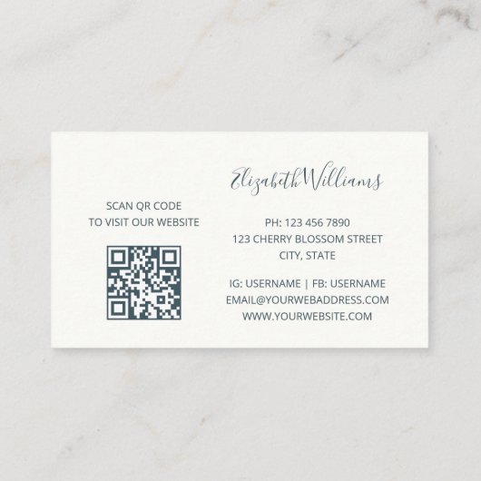 Carte De Visite Lever du soleil et herbe | Code QR (Dos)