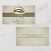 Carte De Visite Lèvres à gouttes métalliques élégantes (Devant / Derrière)