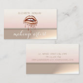 Carte De Visite Lèvres à gouttes métalliques élégantes (Devant / Derrière)