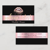 Carte De Visite Lèvres à gouttes métalliques modernes Noir (Devant / Derrière)