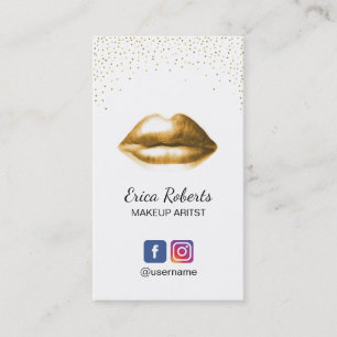 Carte De Visite Lèvres à la mode d'or de salon de beauté de