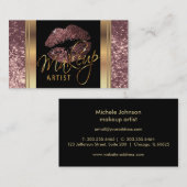 Carte De Visite Lèvres à Parties scintillant Rose poussiéreuses et (Devant / Derrière)