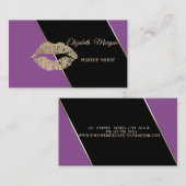 Carte De Visite Lèvres à rayure violet professionnelle moderne (Devant / Derrière)