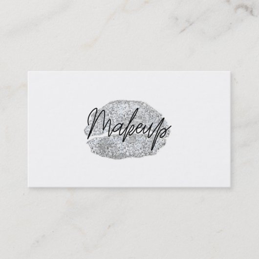 Carte De Visite Lèvres Argentées Bisou Maquillage Beauté Glam Chic (Devant)