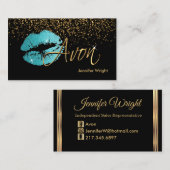 Carte De Visite Lèvres bleues turquoises (Devant / Derrière)