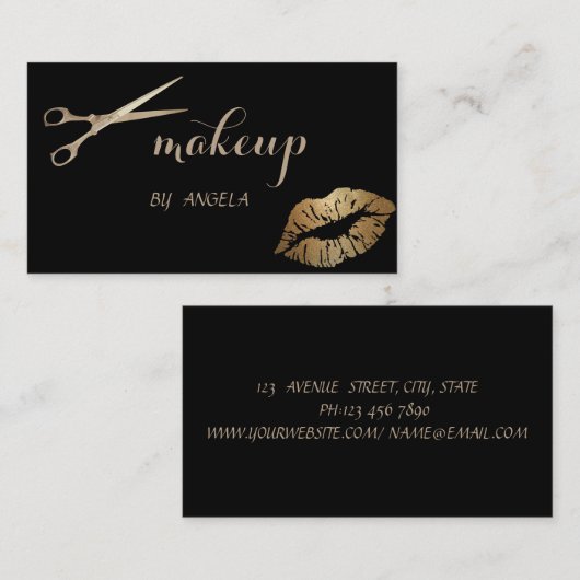 Carte De Visite Lèvres, Ciseaux, Lèvres, Ciseaux (Devant / Derrière)