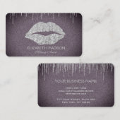 Carte De Visite Lèvres de parties scintillantes d'argent de (Devant / Derrière)