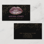 Carte De Visite Lèvres de parties scintillantes - maquilleur (Devant / Derrière)
