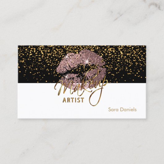 Carte De Visite Lèvres de Rose noir et blanc Dusty (Devant)