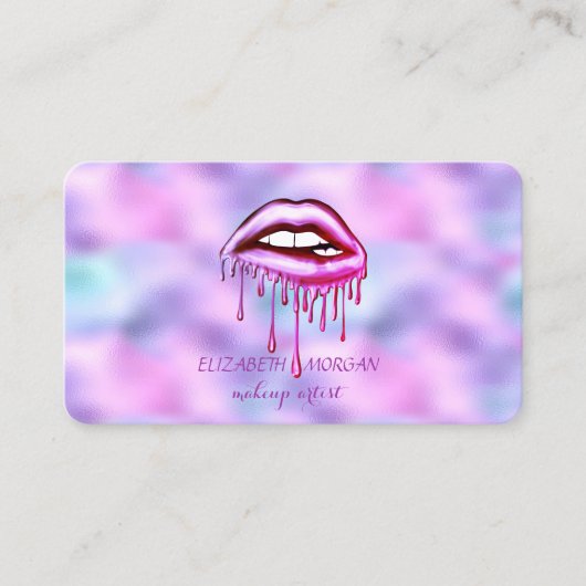 Carte De Visite Lèvres Élégantes, Maquillage, Holographie (Devant)