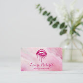 Carte De Visite Lèvres glamées à Parties scintillant rose glamour (Debout devant)