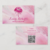 Carte De Visite Lèvres glamées à Parties scintillant rose glamour (Devant / Derrière)