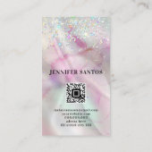 Carte De Visite Lèvres Pailletées Holographiques Marbrées QR Code (Dos)