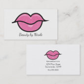 Carte De Visite Lèvres Pailleur Rose Baiser Chic Maquillage Glam B (Devant / Derrière)