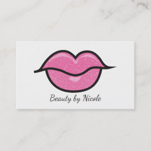 Carte De Visite Lèvres Pailleur Rose Baiser Chic Maquillage Glam B